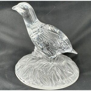 Cristal D'Arques Crystal Red Grouse Figurine Glass France Clear 5.5" T x 5.25"L